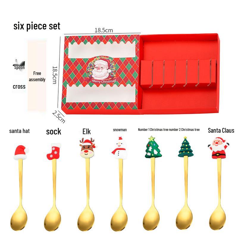 Creative Stainless Steel Christmas Tree & Reindeer Cutlery Set: Spoon & Fork
