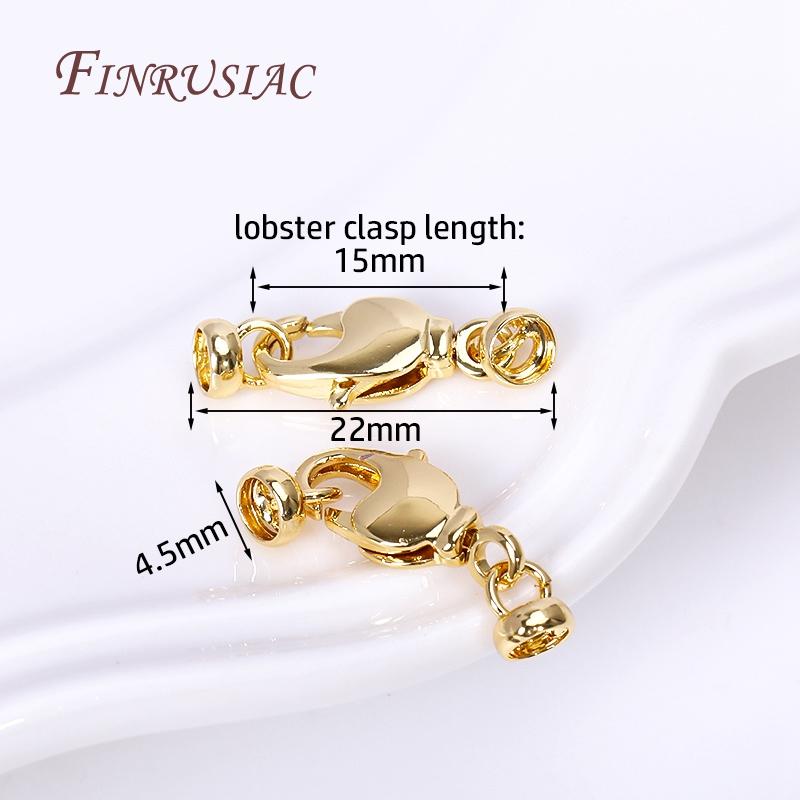 18K Gold Plated Brass Lobster Clasps For DIY Pearl Necklace Supplies Fashion Jewellery Connector Clasps End Caps Fastener Clasp 1 Piece