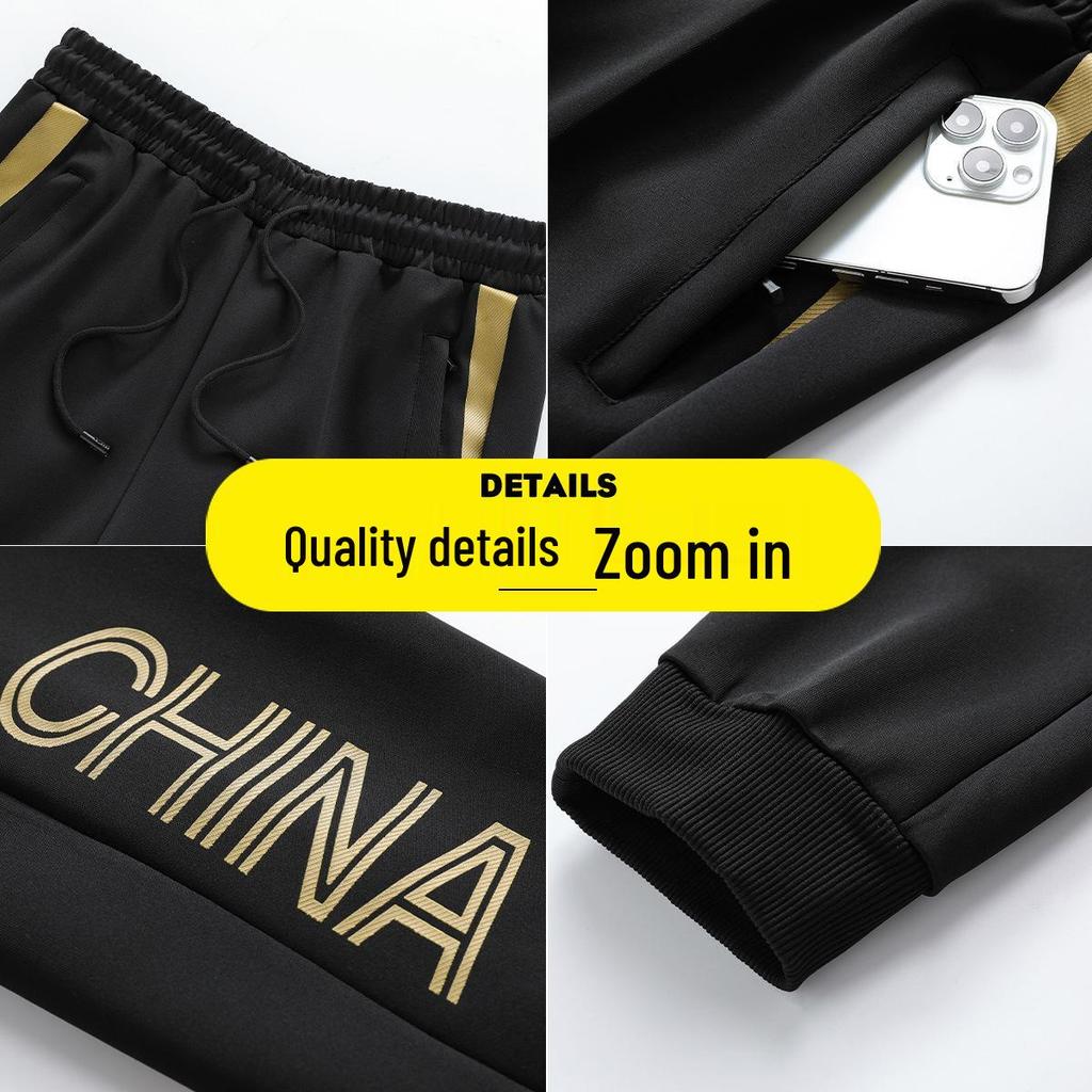 Men's Chinese Team Sportswear Set: Athletic Jacket, Hoodie, and Pants with Three Stripes for Spring/Autumn.