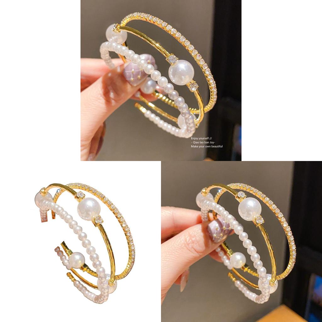 Fashion Pearl Bracelets With Rhinestones For Elegant Casual Wear