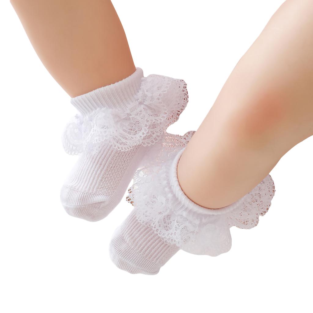 0-12 Monate Neugeborenes Baby Baumwollsocke Spitze Prinzessin gekämmte Baumwollsocken für Mädchen Sommer Frühling Säugling Baby Rüschen Kurze Socken