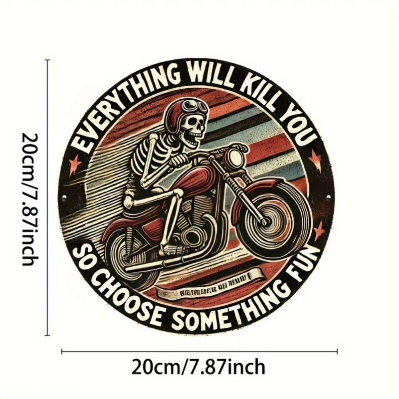 1 Piece Retro Tin Sign Metal Wall Art Decor for Office Living Room Courtyard 20x20 cm