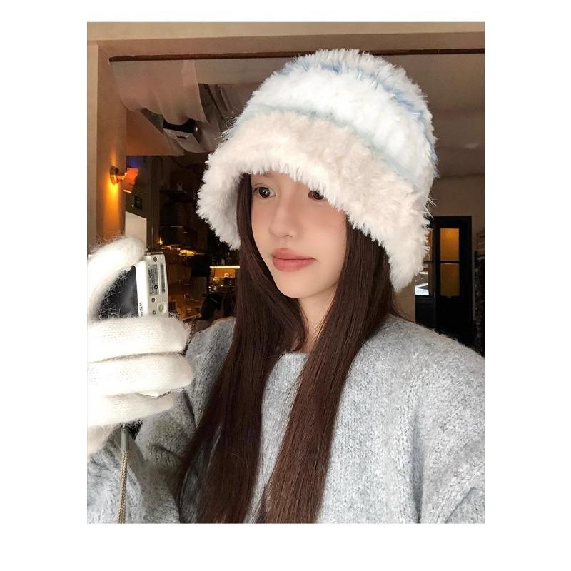 Women S Plush Earmuff Knit Hat Autumn Winter Warm Loose Fit Cold Hat