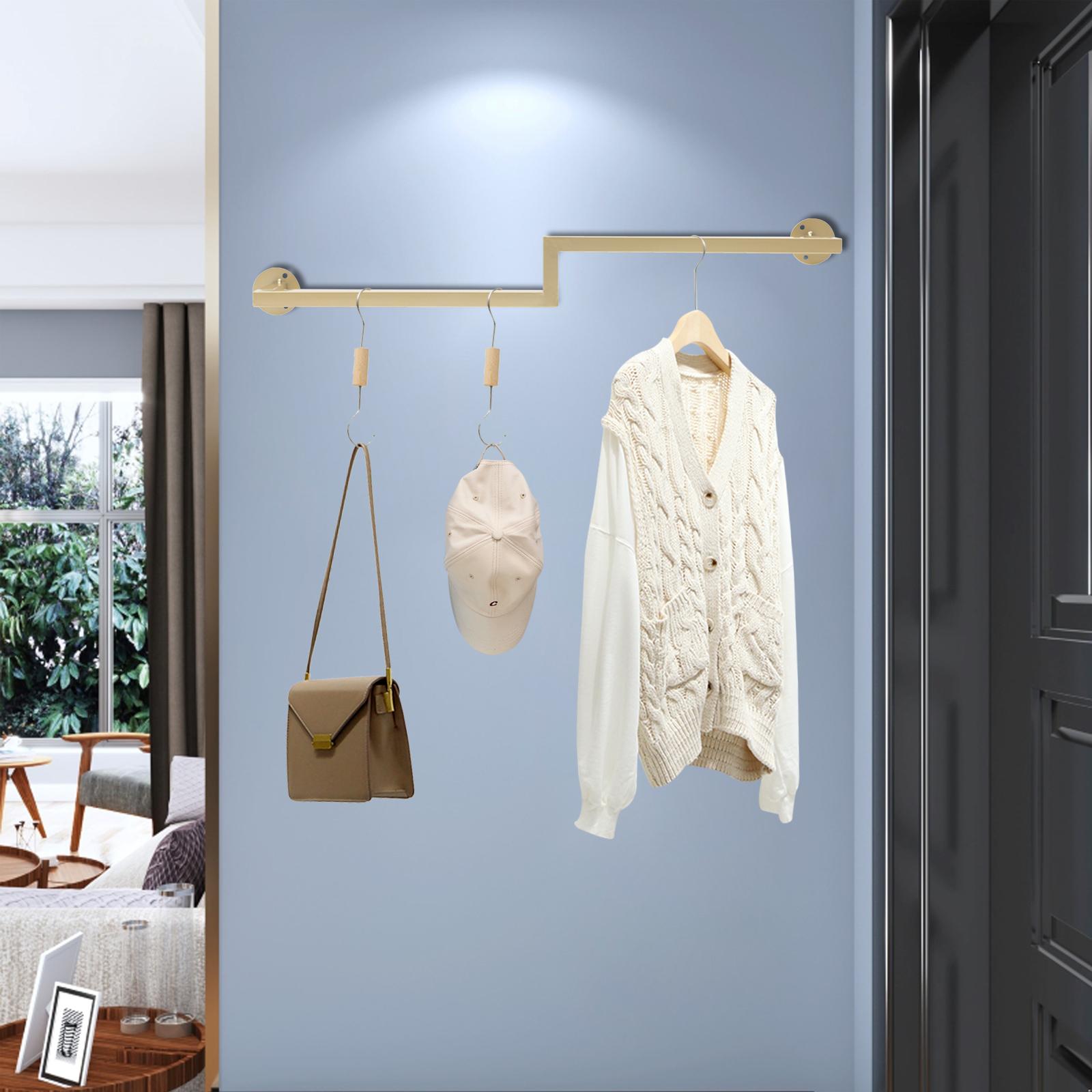 

Elegant Gold Wall Mounted Clothes Rack, Modern Floating Shelf for Clothing Display & Organization, Iron Construction Holds 30kg золотой