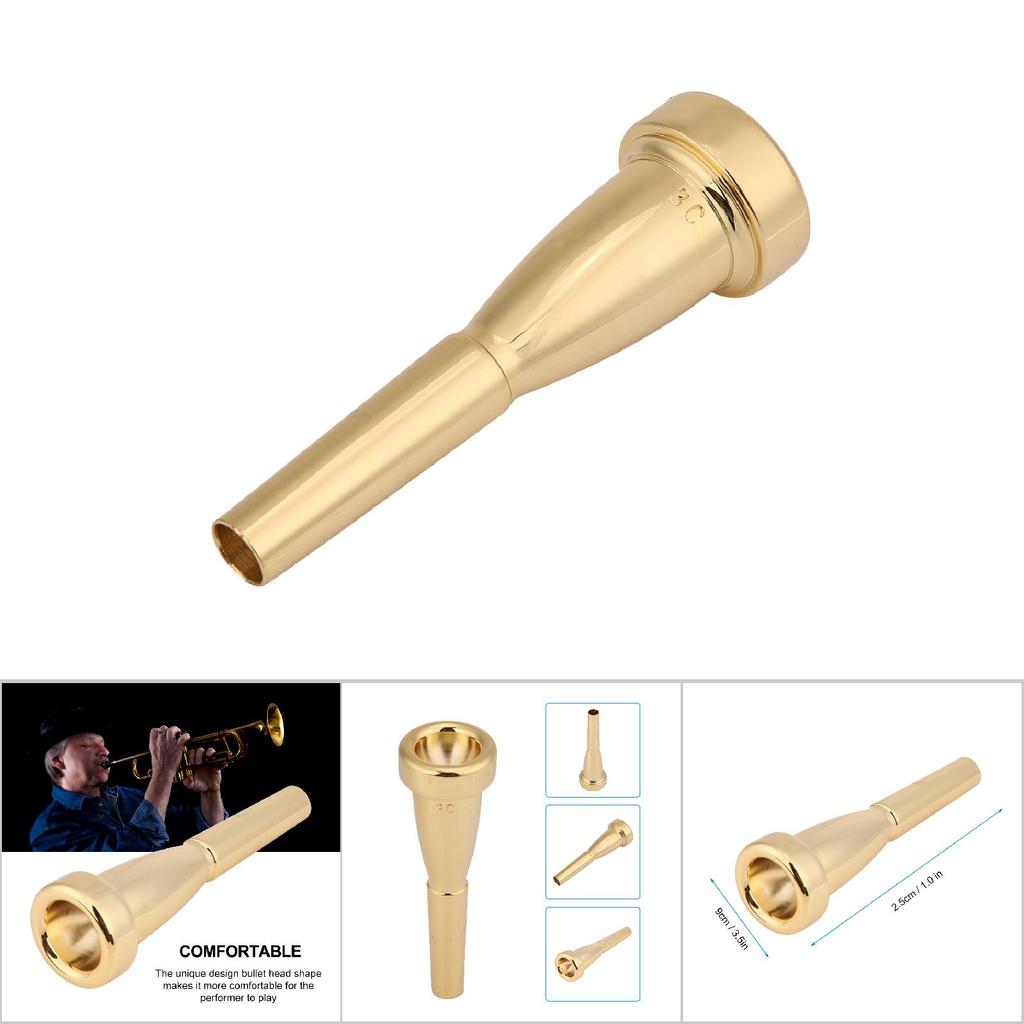 Trumpet Mouthpiece for 3C Size Musical Instrument Accessory(Gold)