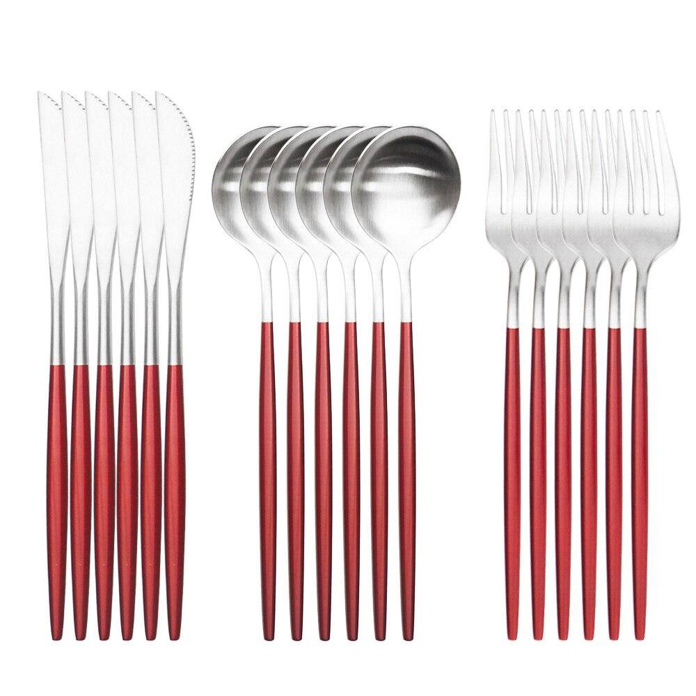 18pcs Colorful Cutlery Set Tableware Set Stainless Steel Dinner Knife Fork Spoon Matte Polishing Dinnerware Set