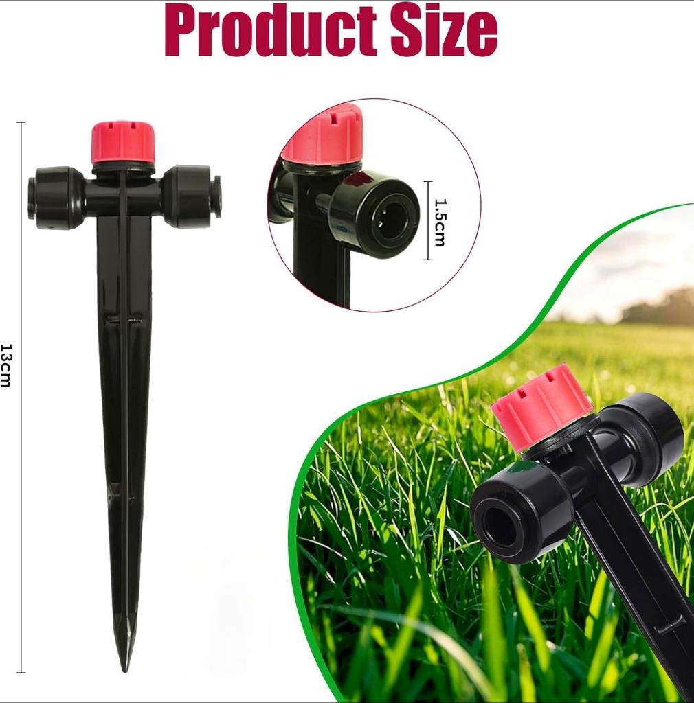 360° Adjustable Drip Emitters, Push-to-Fit Irrigation Sprinklers for 1/4" Tubing, Easy Installation Water Flow Drippers