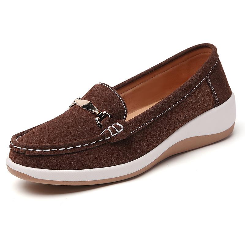 

Women Cow Suede Casual Shoes Daily Outdoor Office Commuter Driving Single Shoes Mother Comfy Wedge Walking Shoes Flat Loafers 41 коричневий