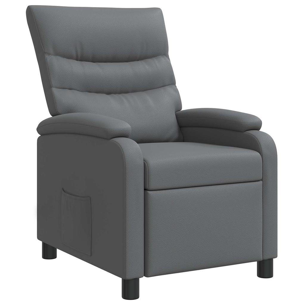Recliner Chair Gray Faux Leather
