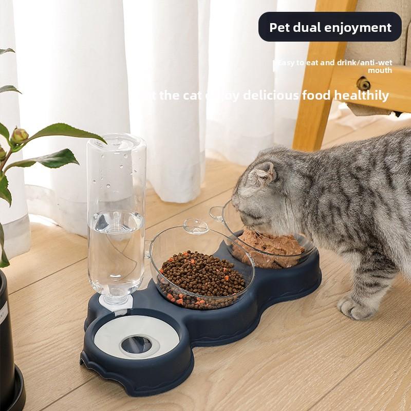 Double Bowl Automatic Pet Feeder Water Dispenser Cat Basin Dog Bowl Cat Bowl Cat Supplies Water Dispenser