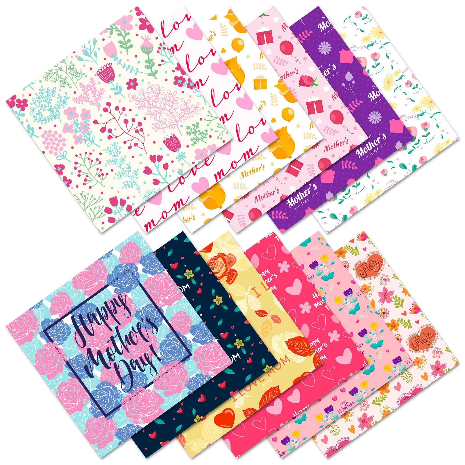 

12 Sheets/Pack, Mother S Day Sticky Note Paper, Handbook Material Paper, Background Sticker 15*15CM