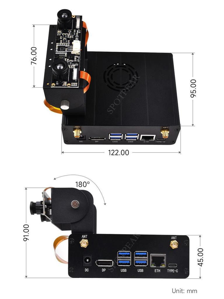 Jetson Orin Mini-Chassis mit Aluminiumlegierungsgehäuse und Kamerahalterung