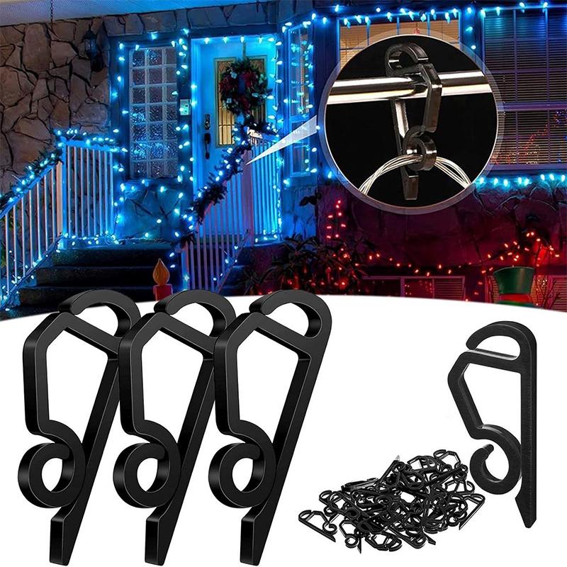 Cârlige pentru jgheaburi de exterior Clip pentru lumini de Crăciun Clemă pentru șiruri de lumini Agățătoare pentru cabluri și corzi Rezistent la intemperii Cârlig pentru decor de sărbători