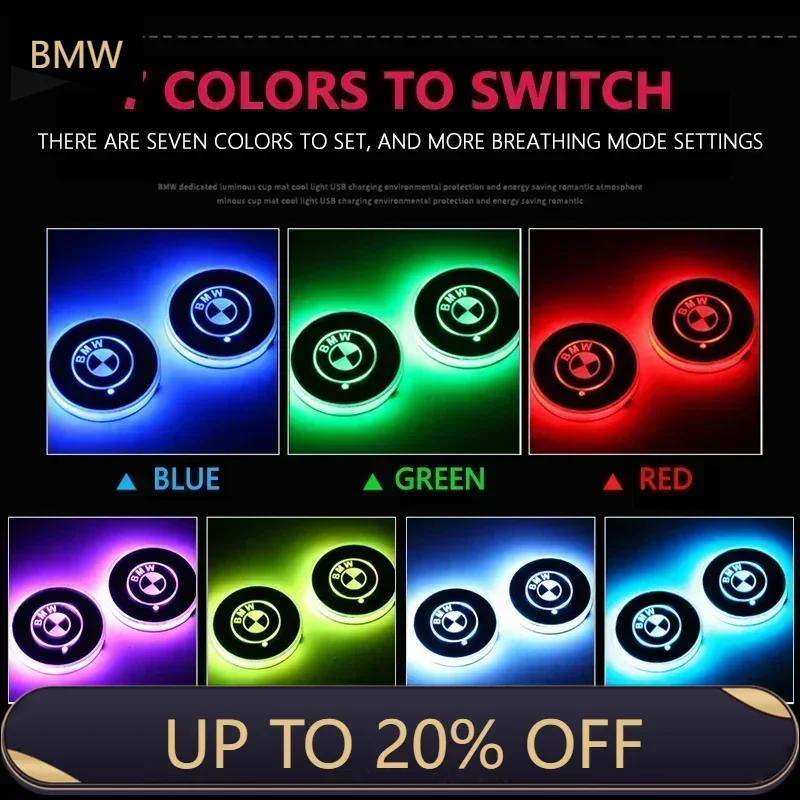 XWFVI1 2025 E46 x5 1pcs Colorful Car Light Anti Slip Water coaster Mat pad For BMW M E39 E36 E60 E90 E3A4 E46 F30 F10 F20 X5 E53 E34 X1