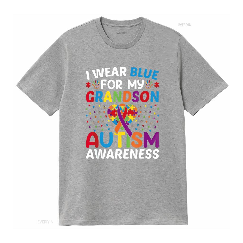Autism Awareness Grandma Grandpa I Wear Blue For My Grandson T Shirt vintage Washed Soft Slightly streetwear Stylish homme