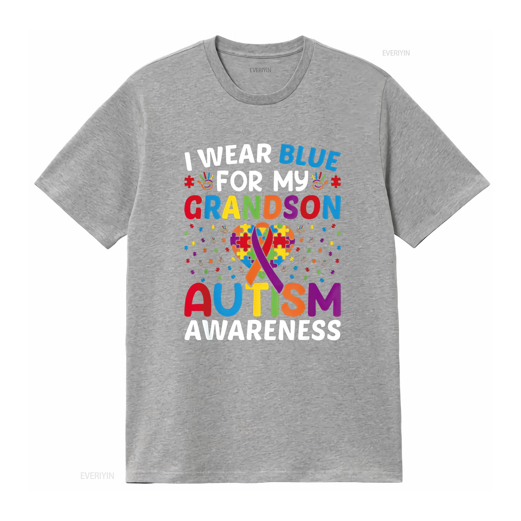 Autism Awareness Grandma Grandpa I Wear Blue For My Grandson T Shirt vintage Washed Soft Slightly streetwear Stylish homme S