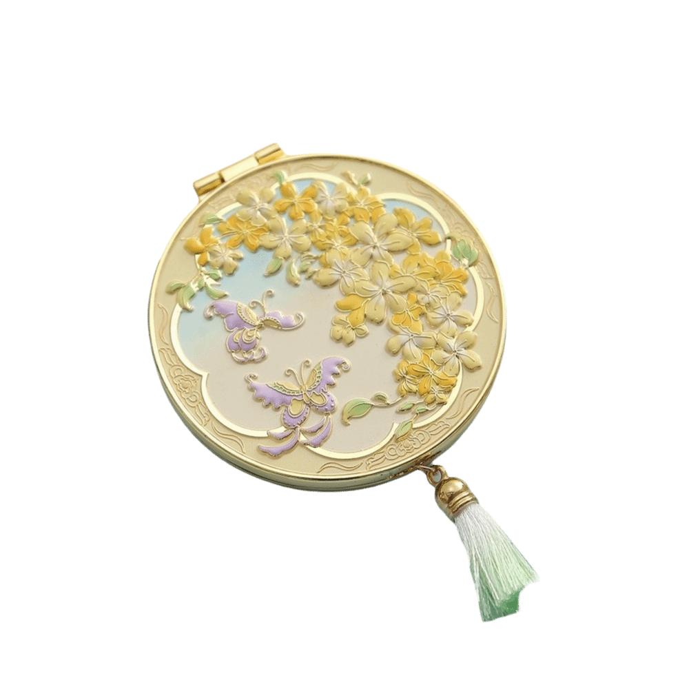 

Folding Makeup Mirror Chinese Style Handheld Mirror Creative Cosmetic Mirror for Student Women жовтий