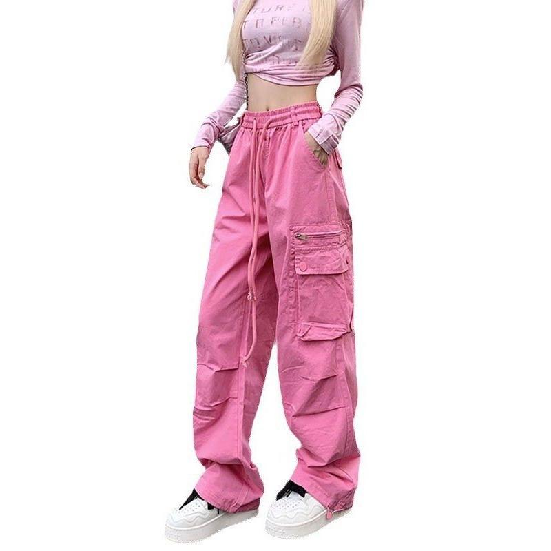 Dopamine color overalls women's spring and autumn new sweet cool wind hot girl loose high waist wide leg pants