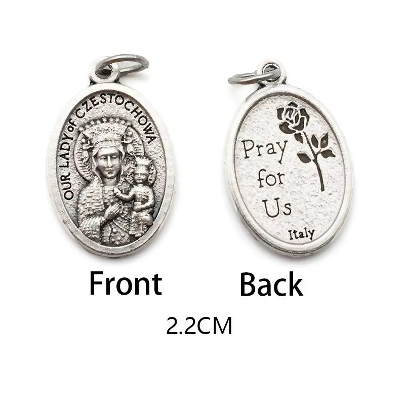 Breloques métalliques réversibles pour colliers, bracelets, accessoires de bricolage, grande médaille ovale de saint pour tout type de chaîne ou de collier, bijoux chrétiens