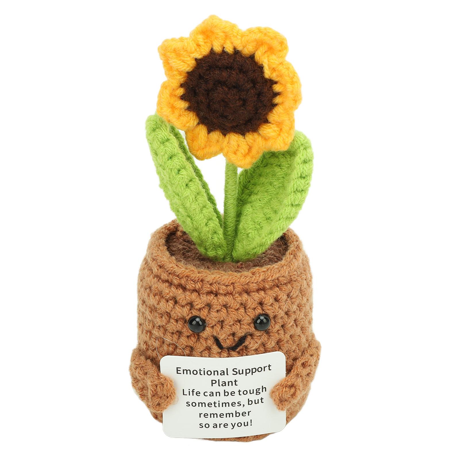 

Вязаная крючком кукла в горшке, милая позитивная вязаная кукла в горшке для украшения рабочего стола Sunflower