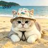 Cat Hat for Outdoor Activities Beach Hat, Summer Cap with Ear Holes, Adjustable Pet Lightweight Sun Small Dogs Cats Protection Non Slip