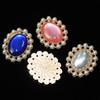 10Pcs Alloy Accessories Pearl Rhinestone Oval Flower Plate Diamond Buckle DIY Handmade Bridal Headgear Group Fan Accessories Material