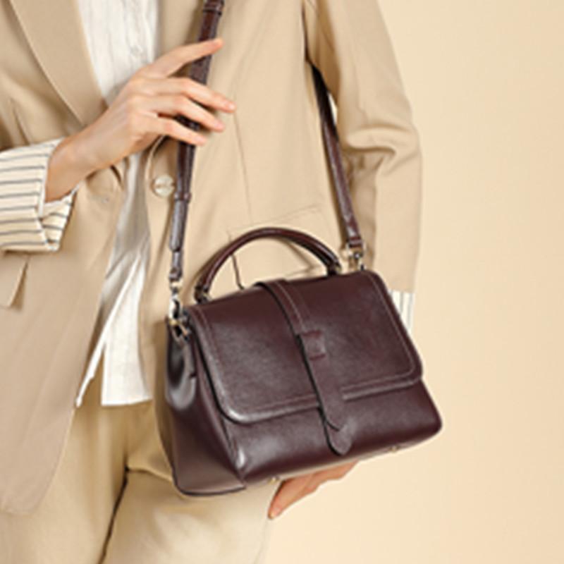 Burminsa Cowhide Genuine Leather Shoulder Bags For Women 2026 Luxury Designer Wide Strap Crossbody Satchel Work Ladies Handbags