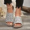 Women Elegant Floral Comfort Sandals – Hollow-Cut Stylish Wedge Design Versatile Slides shoes for Casual & Beach sandals Wear