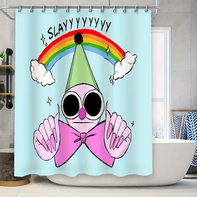 

Cute Clown Shower Curtain Set Funny Circus Backdrop Bathroom Decor Washable Waterproof Home Party Themed Fabric W60H190(CM)-1 Pcs