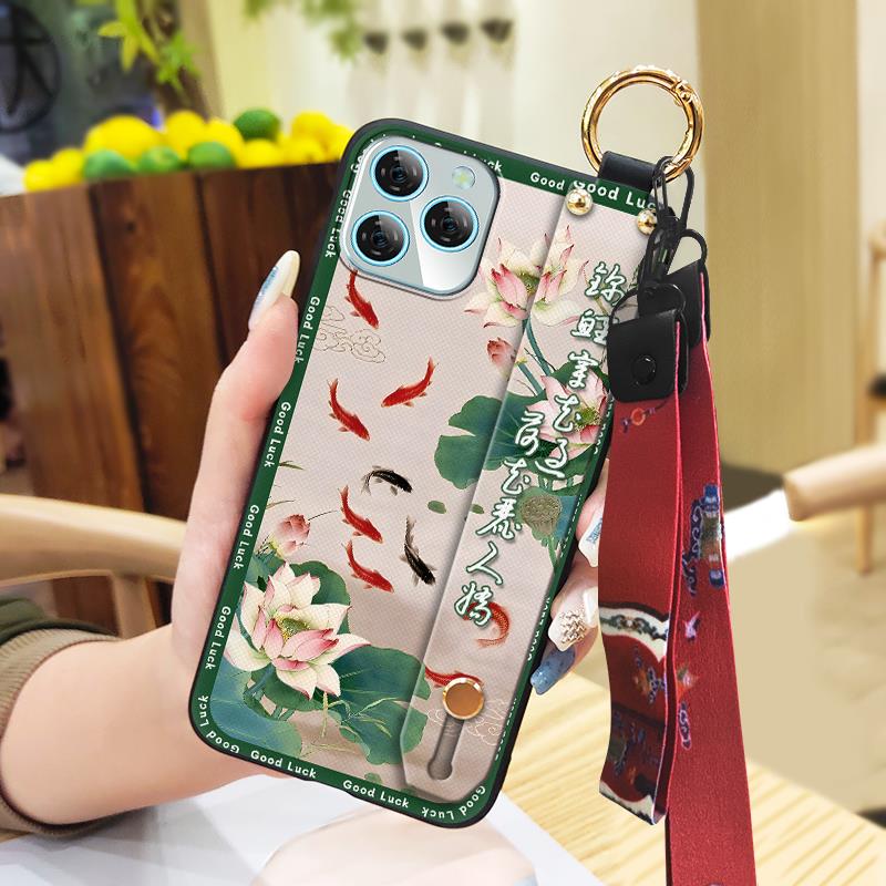 Lanyard Elderly Lady Phone Case For Blackview A95 Waterproof Phone Holder Ring Durable Wristband Kickstand Back Cover