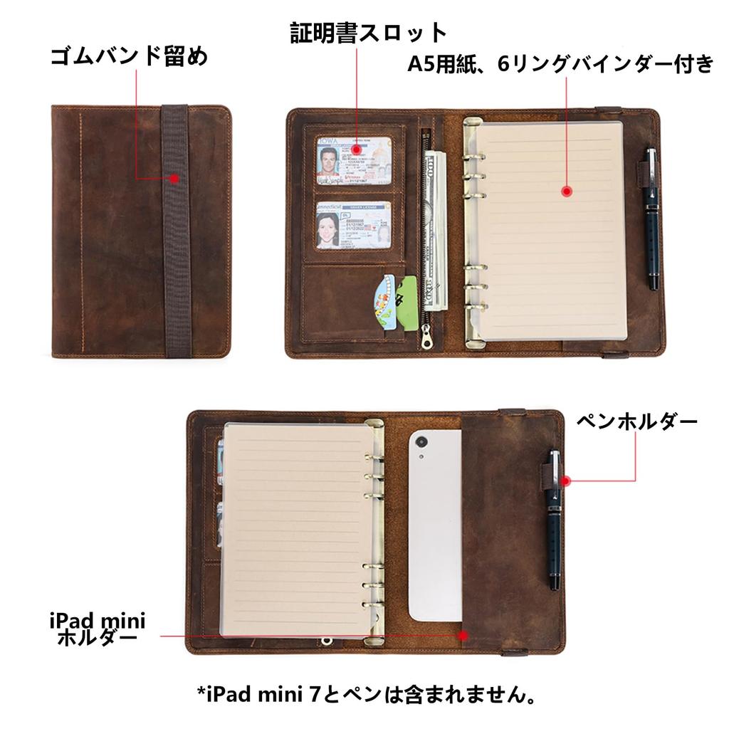 Family A5 System Planner with Protective Binder and Paper Sheets Multifunctional Business Office Perfect for iPad Features Pen 4 Card and 1 Zipper