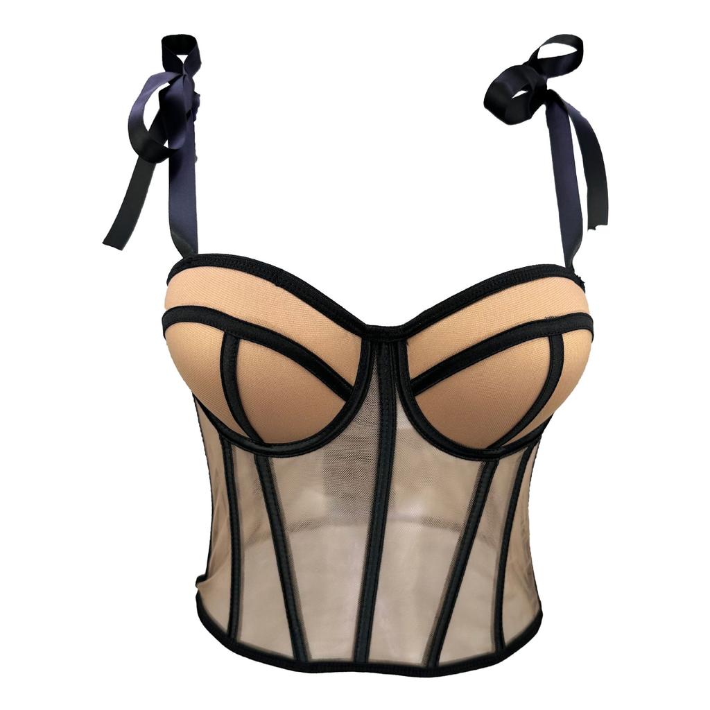 Franse Zoete Styling Vetersluiting Strapless Tanktop Dames Binnenlaag Bovenkleding Sexy Visgraat Taille-insnoerende Top Camis & Tanktops