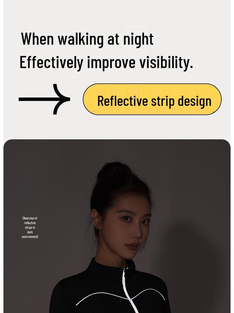 Spring Peach Sports Jacket: Stand-Up Collar, Slim Fit, Reflective, Long Sleeve, Windproof for Yoga, Running, and Cycling.