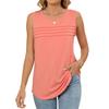 Spring Summer New Women's Solid Color Crew Neck Loose Sleeveless T-shirt Vest Casual Daily Tops For Leisure Leisure Trade Ready To Ship
