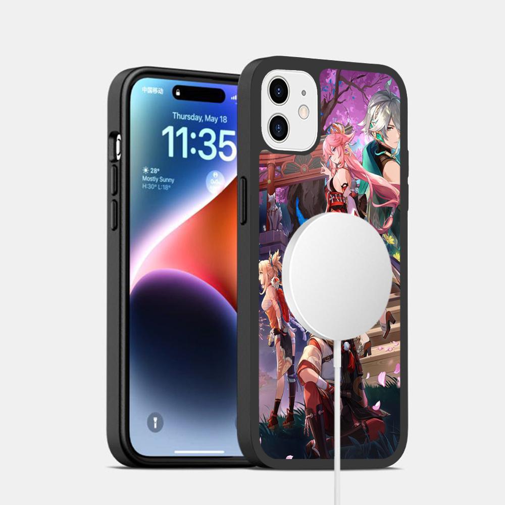 Genshin Impact Anime Phone Case Magnetic Case For IPhone 16 14 13 12 11 15 Pro Max Plus For Magsafe Wireless Charge Cover