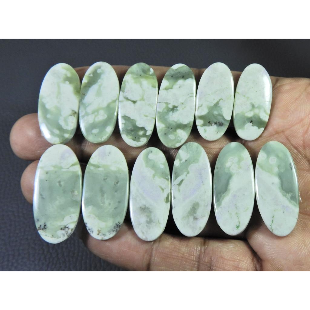 26-31 MM Natural Peace Jade Matched Pair Oval Cabochon Gemstone 6 Pair Lot C-771