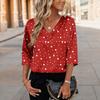 Womens 3/4 Length Sleeves Shirts V-Neck Satin Loose Dressy Trendy T-Shirt Pullover Blouse Tops