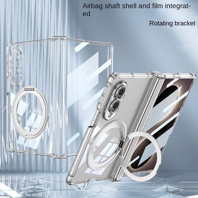 Reinforced Corner Airbags Transparent Case for Samsung Galaxy Z Fold 8 Fold8 Ultra Metal Ring Holder Glass protective film Cover