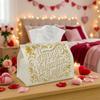 1 st Elegante tissueboxhouder voor Valentijnsdag - Gouden Bloemen Typografie, Perfect voor Woonkamer, Eetkamer, Slaapkamer, Badkamer, Bar of Kantoor Deco