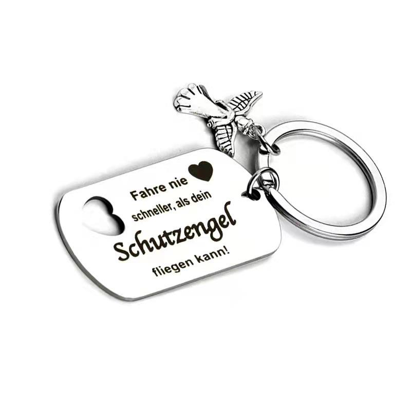 Stainless Steel Guardian Angel Keychain