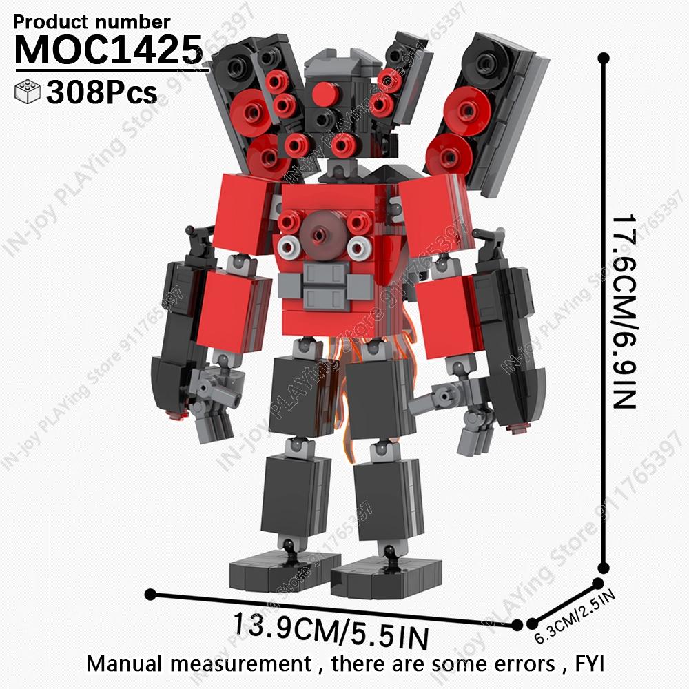 MOOXI Set di Figure Skibidi Toilet Man TvMan Cameraman Speakerman Blocchi da Costruzione Modello MOC Mattoncini Giocattoli per Adulti Bambini Regalo di Compleanno