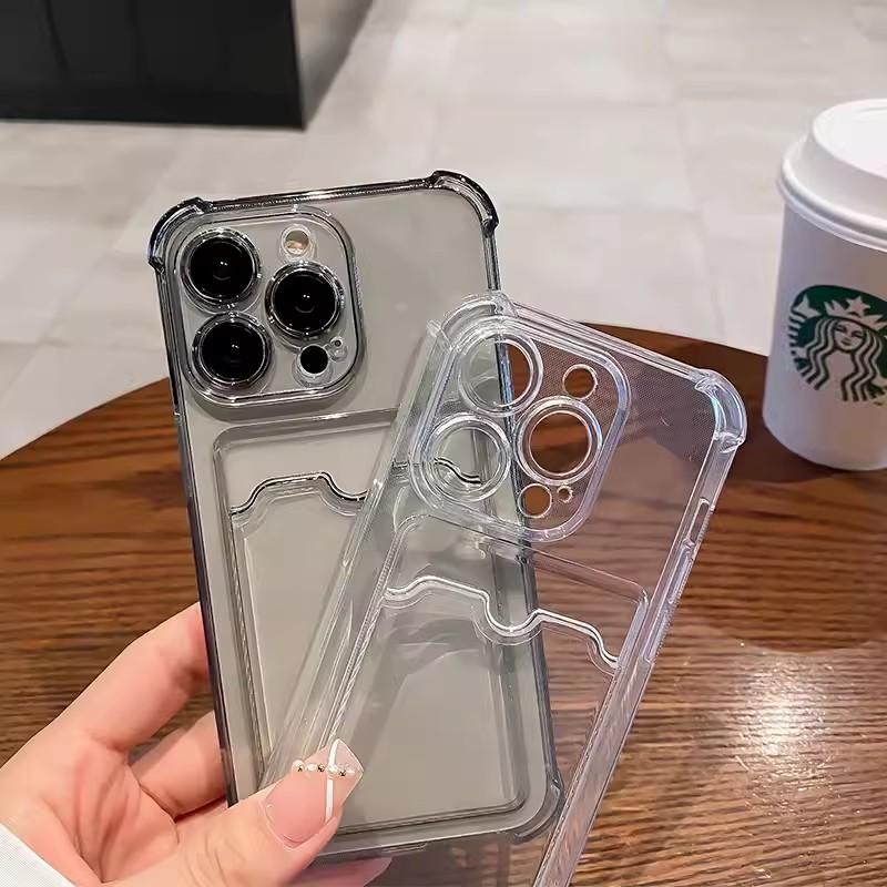 Pouzdro na telefon pro iPhone 17 16 15 14 13 Pro Max Air 11 12 Pro 7 8 Plus 16E Průhledné pouzdro s držákem na kartu a peněženku Odolné proti nárazům