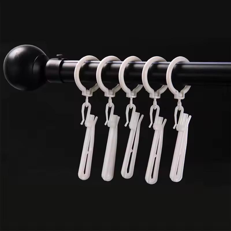 50Pcs Curtain Hanging Hooks Ring Window White Plastic Thickened Adjustable Height Curtain Hook For Home Curtain High Quality