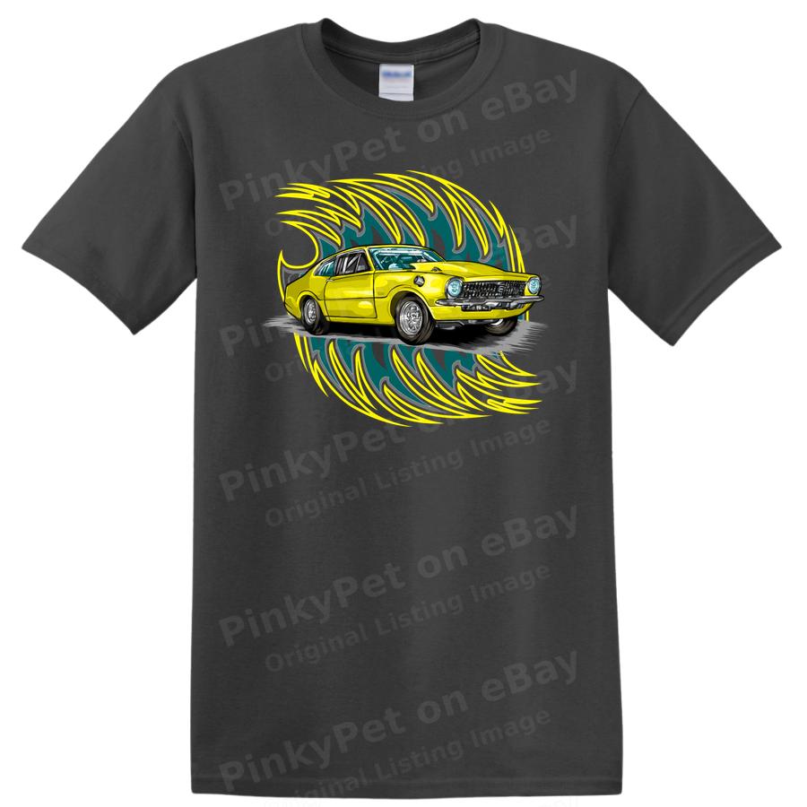 Vintage Car Illustration Graphic T Shirt Classic Yellow Car W/ Cool Design Tee