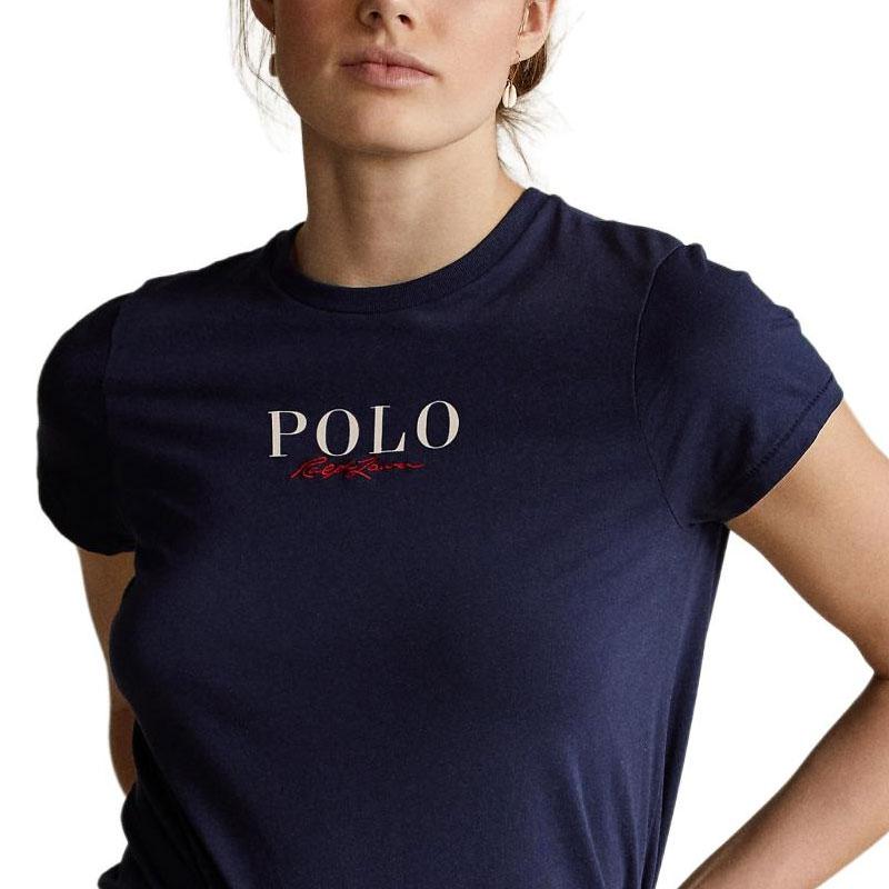 Polo Ralph Lauren Logo Letter Print Crew Neck Short Sleeve T-Shirt Women Tops WMPOKNINC020014-410