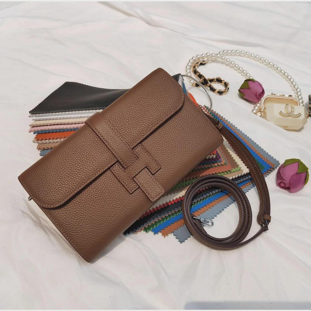 2025 Large Capacity Women's Wallet: Top Layer Cowhide, Long Handbag with Litchi Pattern