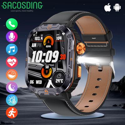 SACOSDING 400mAh Duża bateria Męski smartwatch Męski z latarką LED Zegarek sportowy Fitness Wodoodporny smartwatch Monitor zdrowia