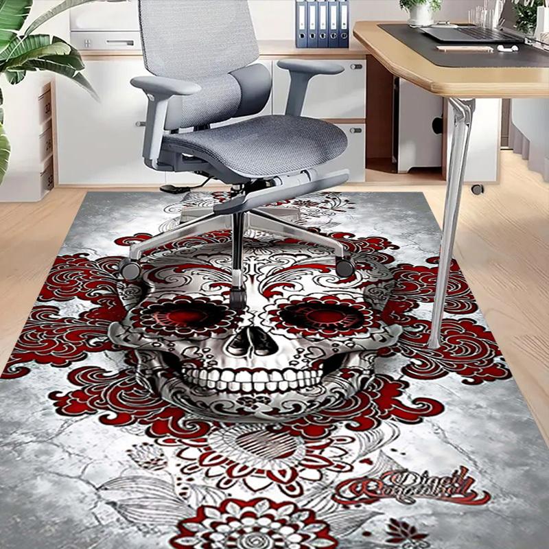 1PC Sugar Skull Non-Slip Floor Carpet Compatible for Office&Living Room&Bedroom&Dining room - Flat - Weave Machine-S0329