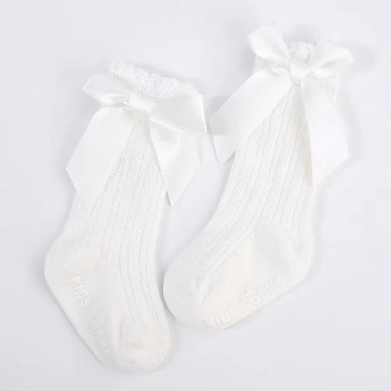 New Born Baby Girls Socks Spring Summer Autumn Non Slip Floor Crawling Sock Cute Big Bow Knee High Long Stockings for Toddlers