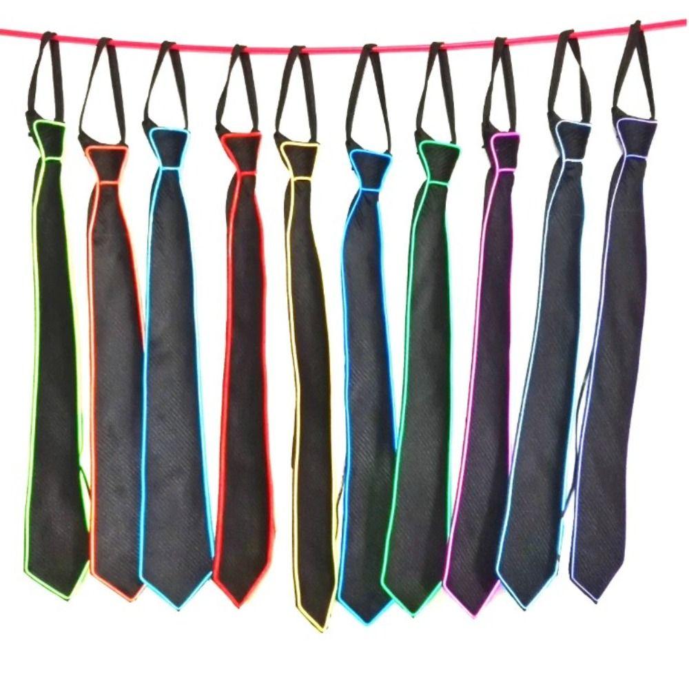 New Adjustable Light Up Neckties LED Luminous Props Funny Gift LED Light Up Tie Flashing Luminous Colored Ties Bar Party